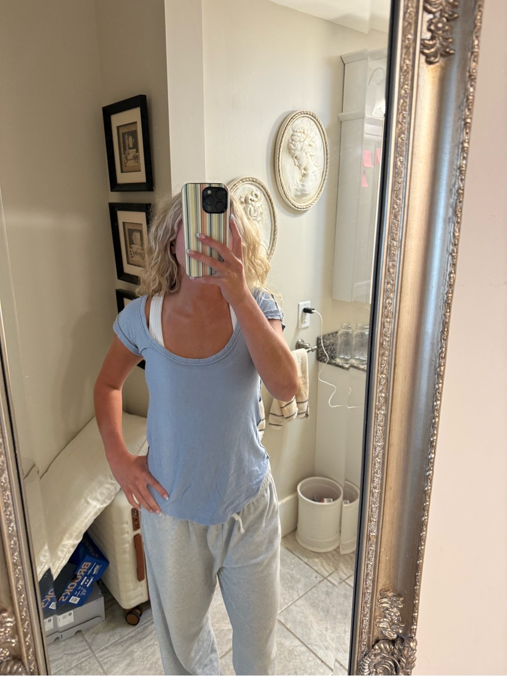 Free people Light Blue Scoop Neck Women's Top